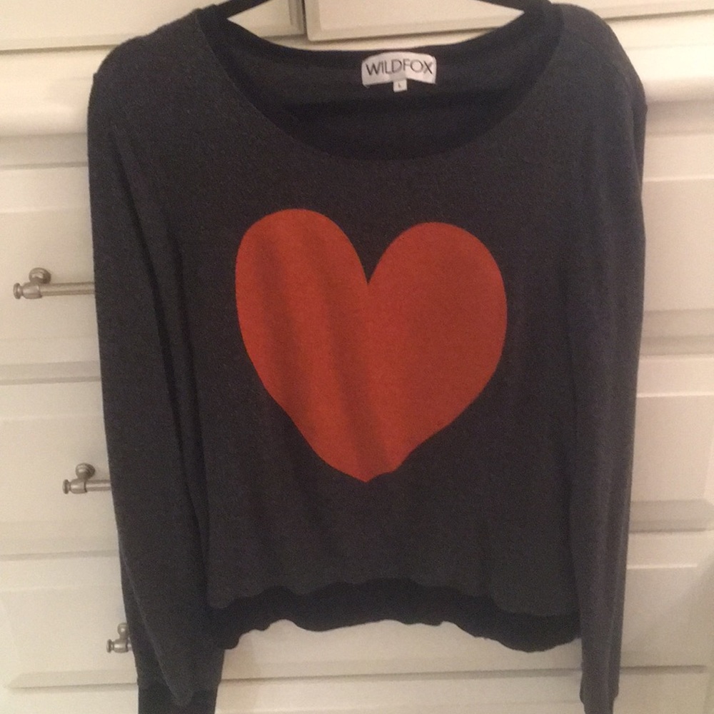 Wildfox sweatshirt romper gray w/ red heart Large